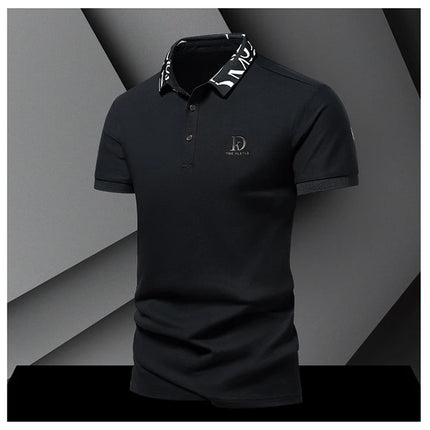 Men's fashionable summer POLO ice silk quick-drying T-shirt short-sleeved solid color loose fit business collar