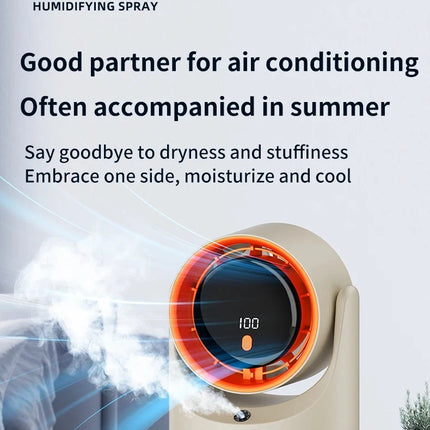 Ventilatore Nebulizzatore con Funzione Umidificatore 360° °   Ventilatore da tavolo regolabile con display LED 100 velocità 16 ° C Ice Fog Batteria da 1800mAh a Lunga Durata
