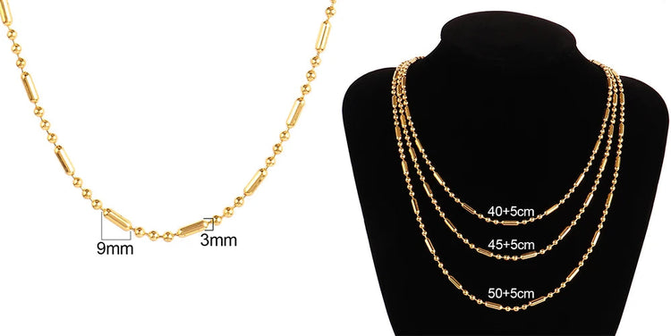 316 Stainless Steel Necklaces For Women Necklace Long Beads Chain Necklace Choker Necklace Bead Necklace Fashion Jewelry Gift PlatiNum