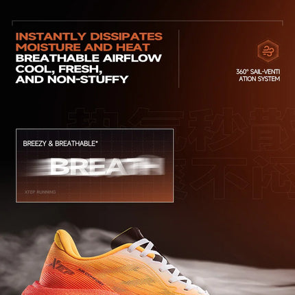 Xtep Light Boat MAX Scarpe da corsa leggere da uomo con rimbalzo e aumento dell'altezza, forza propulsiva più forte 874219110095