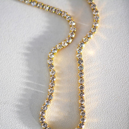 Hot Sale New Style Stainless Steel Charm Shine Zircon Crystal Necklace Link Chain For Women Girls Fashion Jewelry PlatiNum