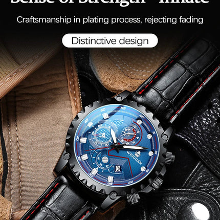 Orologio da uomo Black Warrior autentico alla moda in acciaio inossidabile impermeabile calendario luminoso orologio al quarzo moda maschile orologi regalo platinumshop