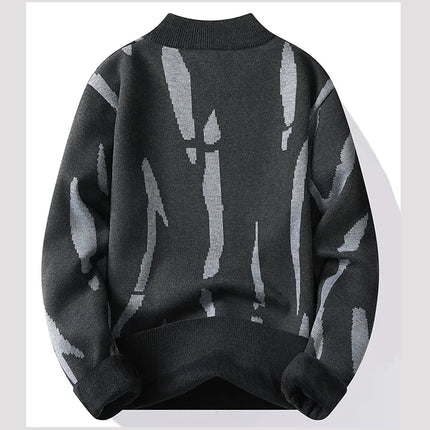 New Mens Sweater Fashion Knitted Fleece Lined Pullover Men's Autumn Winter Clothes Elegant Luxury Brand Fashion Knitted Sweaters