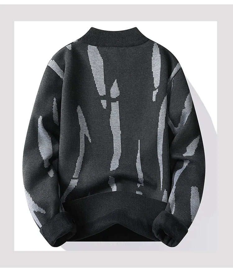 New Mens Sweater Fashion Knitted Fleece Lined Pullover Men's Autumn Winter Clothes Elegant Luxury Brand Fashion Knitted Sweaters