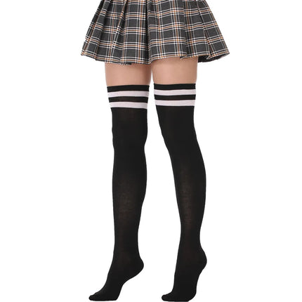 Moda ragazze carine coscia alta nero bianco a righe sopra il ginocchio calzini lunghi scaldamuscoli Lolita calze gotiche per donne sexy
