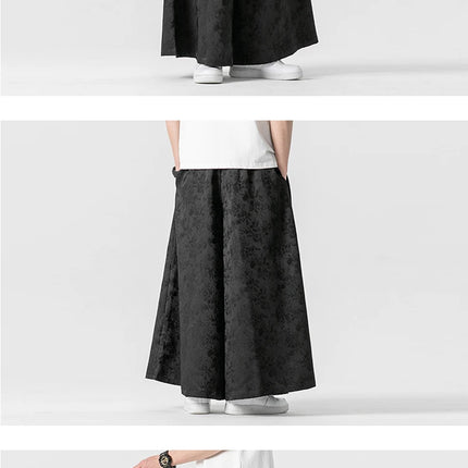 Pantaloni da uomo Kimono allentato Samurai Pantaloni con stampa floreale scura Stile giapponese Pantaloni larghi casual alla moda comodi Taglie forti 3XL