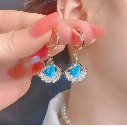 Korean Fashion Zircon Water Drop Earrings for Women Shiny Crystal Long Pendant Dangle Earring Girls Wedding Party Jewelry Gifts PlatiNum