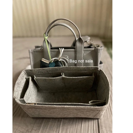 Purse Organizer Insert, Felt Bag Organizer with Zipper, Handbag & Tote Shaper, Fit For Marc Jacobs The Tote Bag PlatiNum