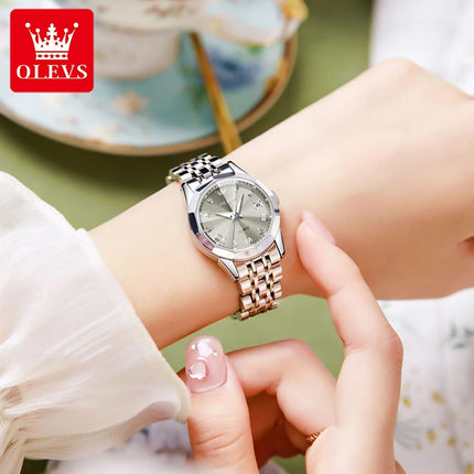 OLEVS 9931 Elegante Orologio da Donna di Lusso, Marca Originale, Movimento al Quarzo, Impermeabile, in Acciaio Inossidabile, Luminoso con Data platinumshop