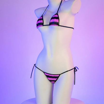 Set bikini in pelle con stampa a strisce classiche Nuovo costume da bagno sexy con fasciatura Costumi da bagno donna Costumi da bagno estivi Costume da bagno taglio alto platinumshop