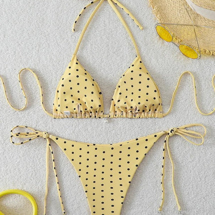 Bikini di Tendenza 2026, Costume da Bagno Sexy con Perle, Micro Bikini a Pois, Abbigliamento da Spiaggia per Donna platinumshop