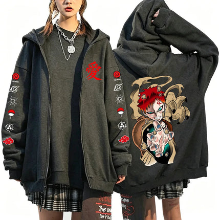 Gaara Naruto anime 2026 new spring and autumn fashion Harajuku men's trend Y2K casual sportswear women's couple style Coat