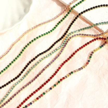 Lusso AAA + 3mm CZ 1 fila lucida catena da tennis collana HipHop ghiacciato Bling zircone cubico girocollo gioielli placcati in oro per le donne