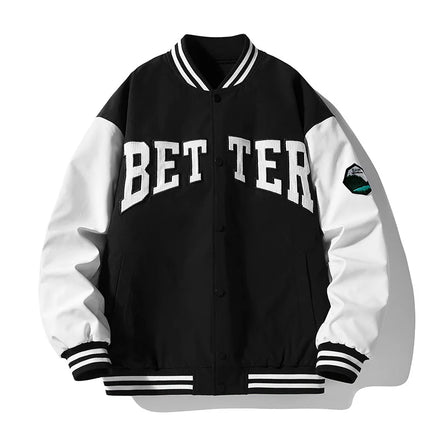 Men Varsity Baseball Bomber Jacket Hip Hop Harajuku Bone Letter Patchwork Leather Jackets Streetwear Women Unisex College Coats