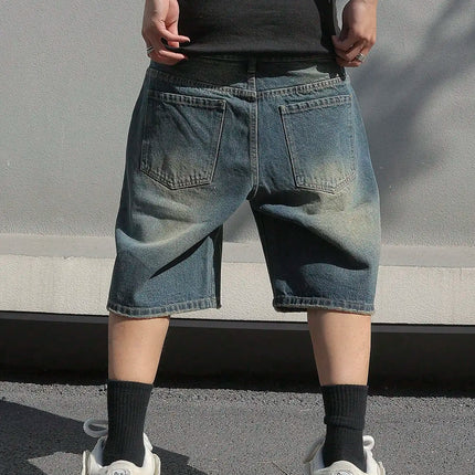 Pantaloncini di jeans elasticizzati larghi estivi da uomo Jeans per uomo Streetwear strappati al ginocchio Baggy Comfort Cargo Pantaloncini casual Pantaloni Jean