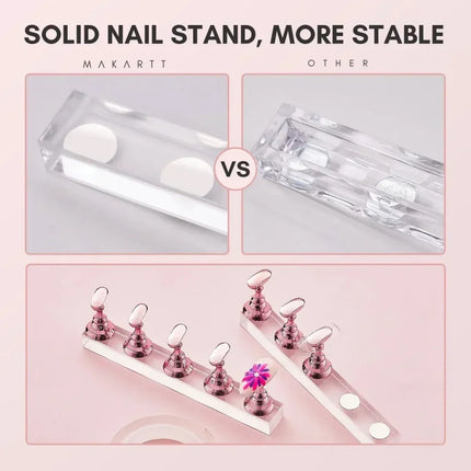 Magnetic Crystal False Nail Tip Practice Holder Stand 5Pcs Reusable Nail Art Display Base For Professional Salon DIY Manicure Accessory