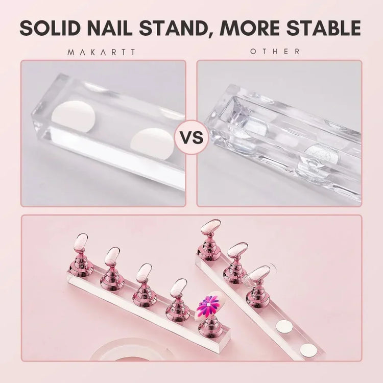 Magnetic Crystal False Nail Tip Practice Holder Stand 5Pcs Reusable Nail Art Display Base For Professional Salon DIY Manicure Accessory