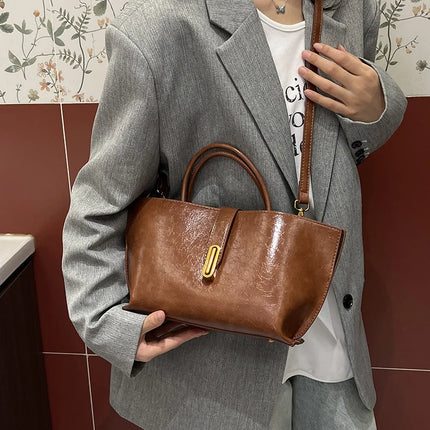 Borsa a Tracolla Grande Capacità da Donna, Nuova Borsa a Mano da Donna di Alta Qualità con Texture, Borsa Grande da Ragazza, Nuova Borsa Versatile da Pendolare con Lettere, Borsa a Tracolla Singola alla Moda, Borsa a Spalla