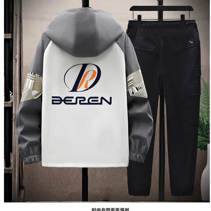 Spring Autumn New Men Casual Sets Mens Hooded Tracksuit Sportswear Jackets+Pants 2 Piece Set Hip Hop Running Sports Suit