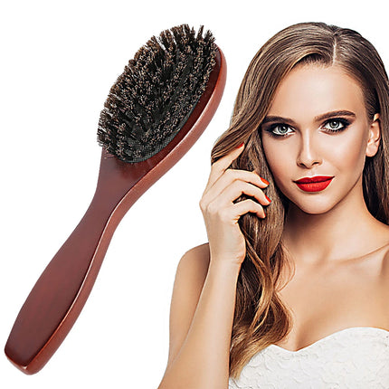 Natural Boar Bristle Brush Comb Anti-Static Oval Hairdressing Hair Styly Comb Wood Woman Hairbrush 2027