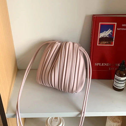 Summer Fashion New Crossbody Bag Women's PU Single Shoulder Mini Bag Luxury Versatile Pleated Casual Small Square Bag Handbags PlatiNum