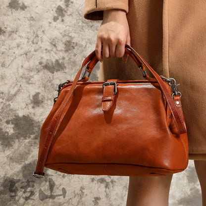 Women Handbag Top Quality Genuine Leather Long Strap Doctor Bags Women Shoulder Bag Manual Natural Cowhide Fashion Women Bags