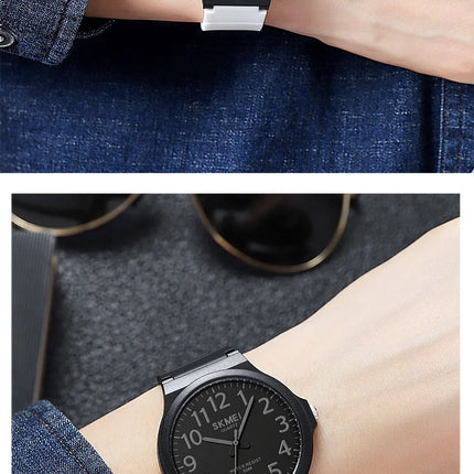 SKMEI Top Brand Casual Quartz Wristwatches Mens New Simple TPU Strap 3Bar Waterproof Watches For Male Time Clock Reloj Hombre