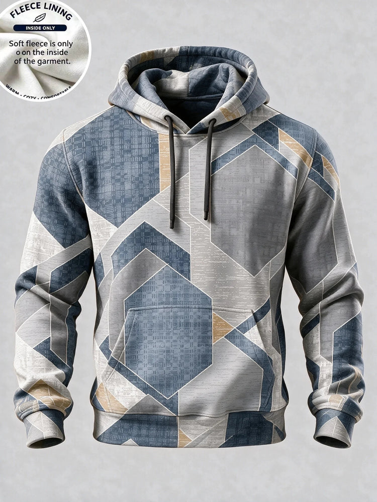 3D Printed Fleece Hoodie Rainbow Zigzag Wave Pattern Pullover Long Sleeve Kangaroo Pocket Casual Sweatshirt Tops