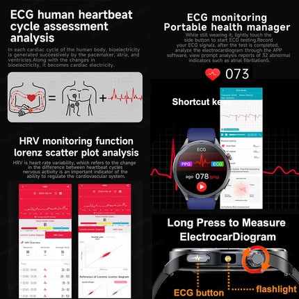 Nuovo Smartwatch 2026 per Analisi del Grasso Corporeo, ECG+PPG, Acido Urico, Pressione Sanguigna, Ossigeno nel Sangue, Orologio con Chiamate per Uomini e Donne platinumshop