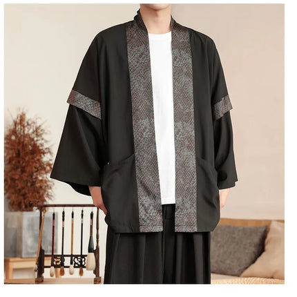 Camicia Samurai Giapponese per Uomo, Stile Sumo, Casual Oversize, Kimono Tradizionale con Stampa Vintage
