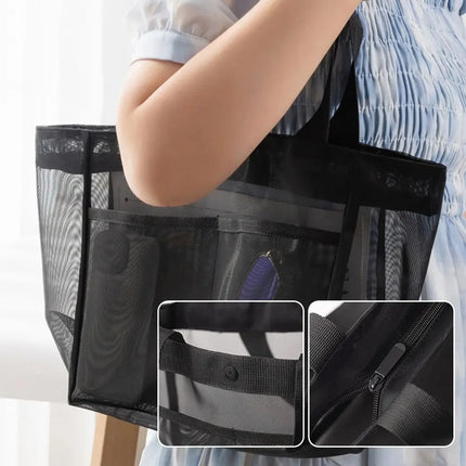 New Mesh Shoulder Bag Transparent Large Capacity Beach Bags Women's Hollow Multi-functional Bag