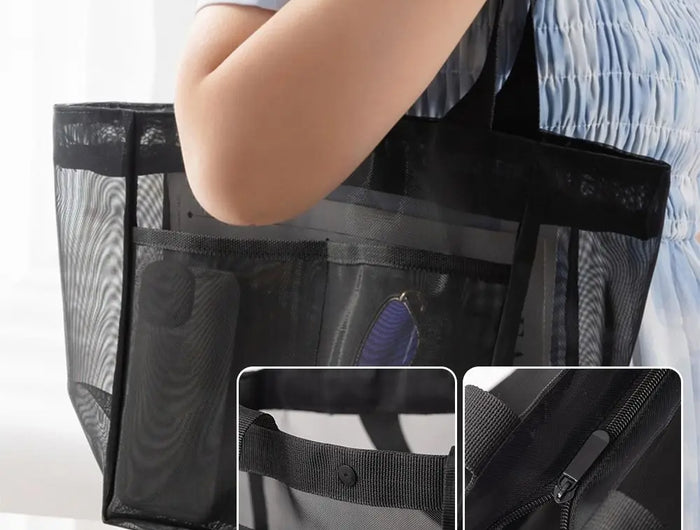 New Mesh Shoulder Bag Transparent Large Capacity Beach Bags Women's Hollow Multi-functional Bag