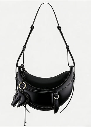 Borsa a tracolla a mezzaluna da donna in pelle PU, design elegante, borsa per tutti i giorni