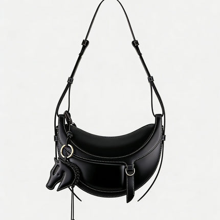 Borsa a tracolla a mezzaluna da donna in pelle PU, design elegante, borsa per tutti i giorni