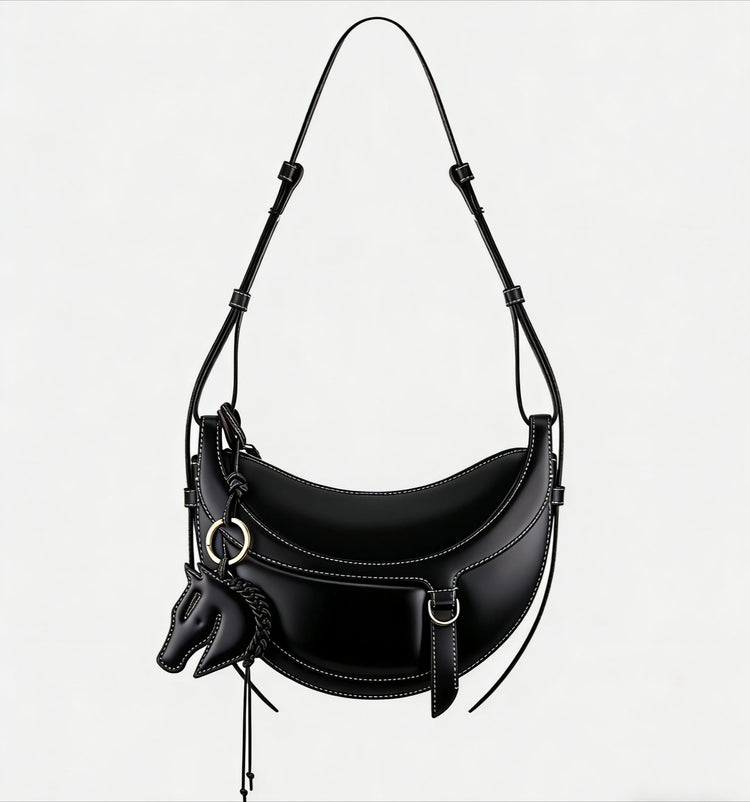 Borsa a tracolla a mezzaluna da donna in pelle PU, design elegante, borsa per tutti i giorni