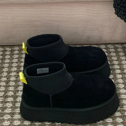 2026 New Winter Warm Wool Dipu Platform Thick Sole Height Increase Genuine Leather And Fur Snow Boots For Women