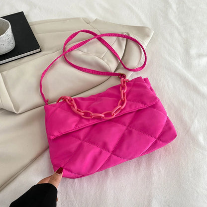 Yogodlns Large Capacity Crossbody Square Bags Casual Chain Women Underarm Bags Fashion Quilted All-match Winter Simple Shopping