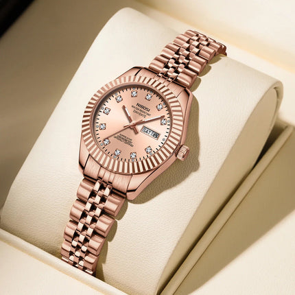 NIBOSI Orologi da donna con diamanti Orologio da donna casual di moda di lusso delle migliori marche Orologio da donna con data settimanale automatica impermeabile Reloj platinumshop