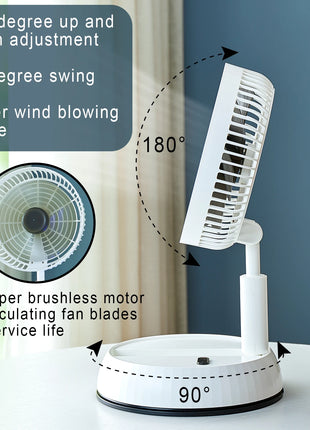 Ventilatore pieghevole portatile 6000mAh Dispositivo di raffreddamento dell'aria con telecomando USB Ventilatore da pavimento wireless ricaricabile silenzioso per la casa all'aperto