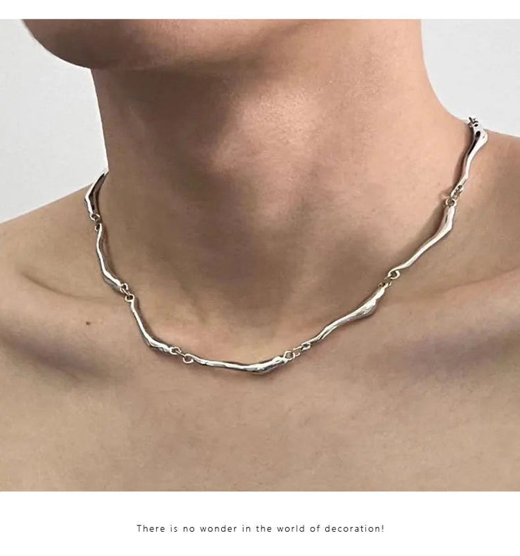 New Irregular Wave Shape Chain Men Necklace Advanced Sense Stainless Steel Figaro Cuban Chain Necklace For Men Women Jewelry
﻿ PlatiNum