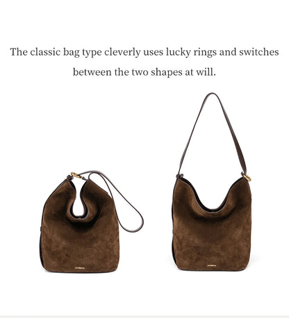 LA FESTIN Original Brand Suede Bag Designer Luxury Bag Bucket Bag Shoulder Crossbody Bag Handbag Women Autumn and Winter Bags