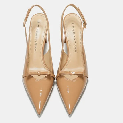 Pointed Toe Women's New Sandals 2025Summer Bow Luxury Brand Sexy Buckle High Heels Slingback Shallow Mouth Girls Mary Jane Shoes PlatiNum