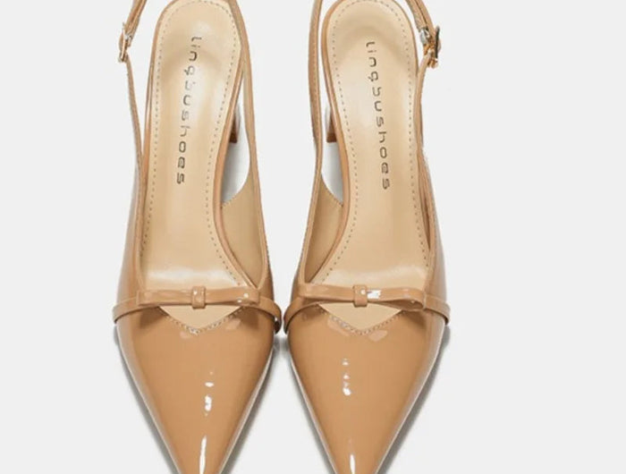 Pointed Toe Women's New Sandals 2025Summer Bow Luxury Brand Sexy Buckle High Heels Slingback Shallow Mouth Girls Mary Jane Shoes PlatiNum