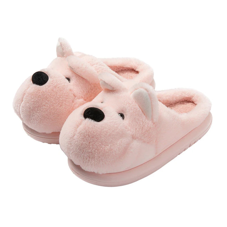 Cartoon Animal Dog Fluffy Slippers For Women House Winter Mules Platform Shoes Girls New Indoor Fuzzy Fur Slides Unisex Non-Slip
