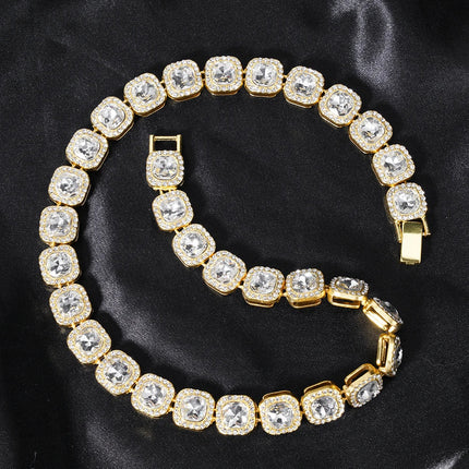 Hip Hop Men Women 14MM Prong Cuban Link Chain Necklace Bling Iced Out Tennis Chain Rhinestone Paved Miami Cuban Necklace Jewelry PlatiNum