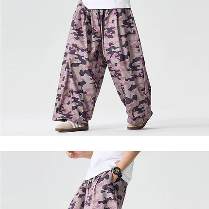 Pantaloni cargo mimetici uomo pantaloni Harem casual oversize da strada uomo pantaloni larghi Harajuku per sport all'aria aperta pantaloni a gamba larga da uomo streetwear