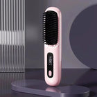 Electric Lcd USB Ceramic Heated Straight Hair Comb, Wireless Portable Negative Ion Styling Tool, Rechargeable Straightening Brush
