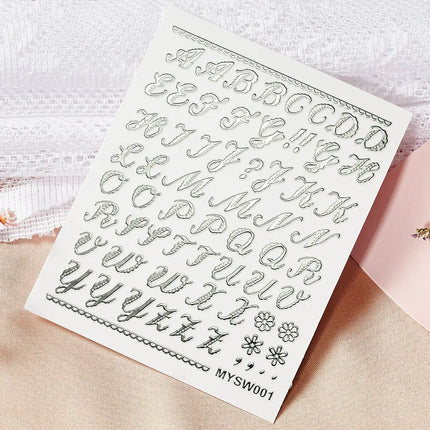 1PC 26-English Alphabet Number 3D Self-adhesive Nail Art Decal Sticker Word Small Letter Nail Decals Sticker Manicure Decoration