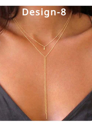 Lariat Gold Necklace for Women Teen Girls Mom, Dainty Long Necklace 14k Gold Plated STAINLESS STEEL Y-Shaped Pendant Necklaces PlatiNum