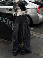2024 stile punk Y2K streetwear lavato nero baggy cargo jeans pantaloni per le donne abiti firmati pa